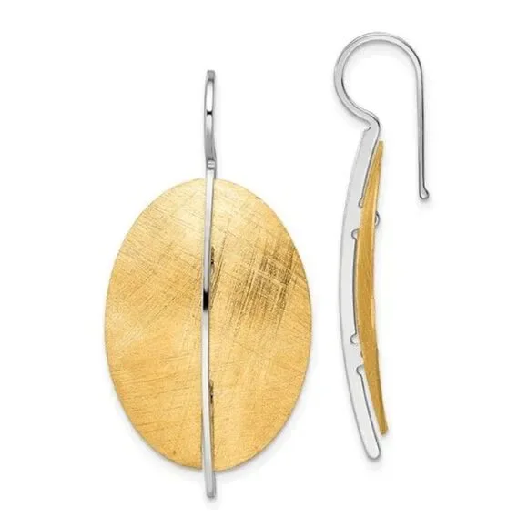 Leslie's Sterling Silver Radiant Essence Gold-tone Dangle Earrings - Picture 3 of 4